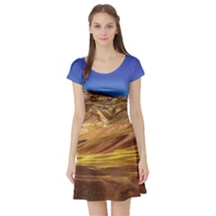 Colored Mountains Landscape, La Rioja, Argentina Short Sleeve Skater Dress by dflcprintsclothing