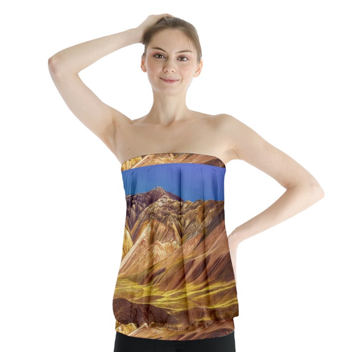 Colored Mountains Landscape, La Rioja, Argentina Strapless Top