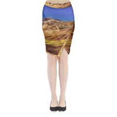 Colored Mountains Landscape, La Rioja, Argentina Midi Wrap Pencil Skirt by dflcprintsclothing