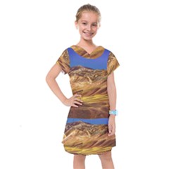 Colored Mountains Landscape, La Rioja, Argentina Kids  Drop Waist Dress by dflcprintsclothing