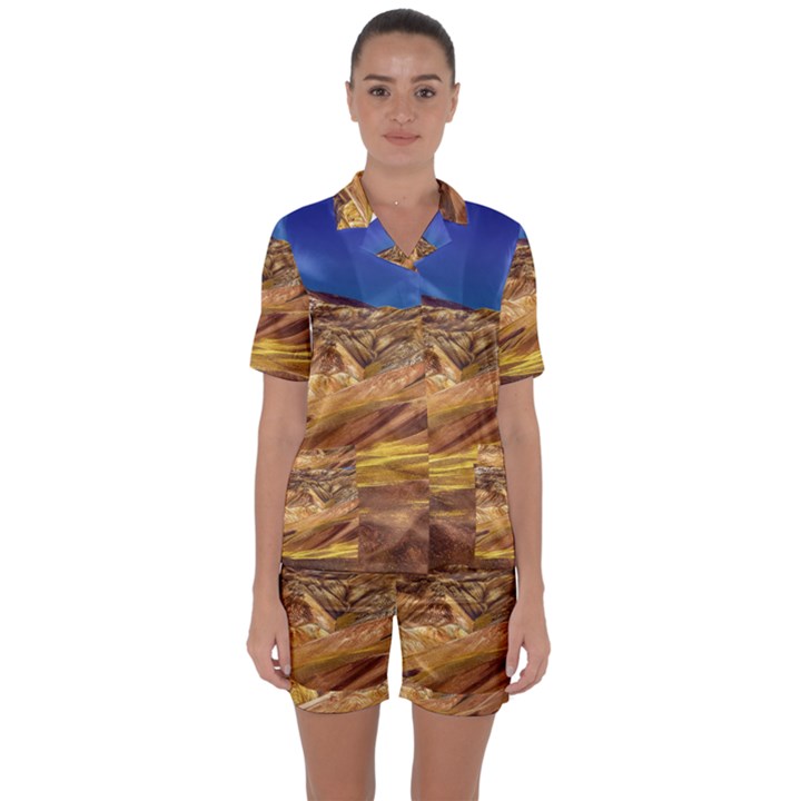 Colored Mountains Landscape, La Rioja, Argentina Satin Short Sleeve Pyjamas Set