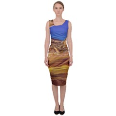 Colored Mountains Landscape, La Rioja, Argentina Sleeveless Pencil Dress by dflcprintsclothing