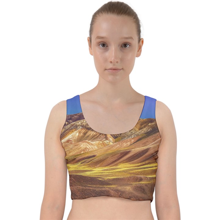 Colored Mountains Landscape, La Rioja, Argentina Velvet Racer Back Crop Top