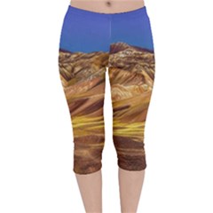 Colored Mountains Landscape, La Rioja, Argentina Velvet Capri Leggings  by dflcprintsclothing