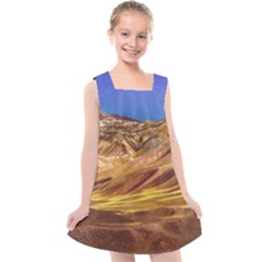 Colored Mountains Landscape, La Rioja, Argentina Kids  Cross Back Dress by dflcprintsclothing