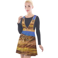 Colored Mountains Landscape, La Rioja, Argentina Plunge Pinafore Velour Dress by dflcprintsclothing