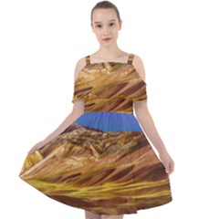 Colored Mountains Landscape, La Rioja, Argentina Cut Out Shoulders Chiffon Dress by dflcprintsclothing