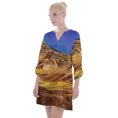 Colored Mountains Landscape, La Rioja, Argentina Open Neck Shift Dress by dflcprintsclothing