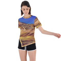 Colored Mountains Landscape, La Rioja, Argentina Asymmetrical Short Sleeve Sports Tee