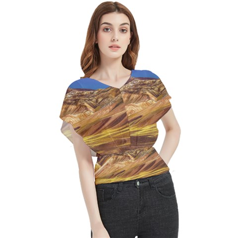 Colored Mountains Landscape, La Rioja, Argentina Butterfly Chiffon Blouse by dflcprintsclothing