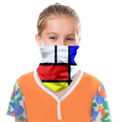 Piet Mondrian Style Red White Blue Yellow Style Geometric Shapes Face Covering Bandana (kids) by yoursparklingshop