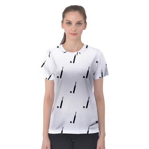 Black And White Cricket Sport Motif Print Pattern Women s Sport Mesh Tee by dflcprintsclothing