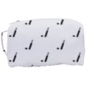 Black And White Cricket Sport Motif Print Pattern Toiletries Pouch View3