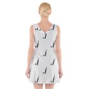 Black And White Cricket Sport Motif Print Pattern V-Neck Sleeveless Dress View2