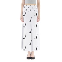 Black And White Cricket Sport Motif Print Pattern Full Length Maxi Skirt