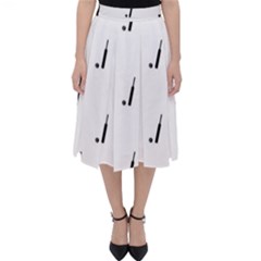 Black And White Cricket Sport Motif Print Pattern Classic Midi Skirt by dflcprintsclothing