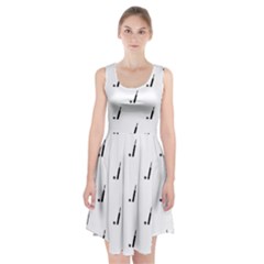 Black And White Cricket Sport Motif Print Pattern Racerback Midi Dress by dflcprintsclothing