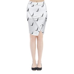 Black And White Cricket Sport Motif Print Pattern Midi Wrap Pencil Skirt by dflcprintsclothing