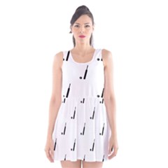 Black And White Cricket Sport Motif Print Pattern Scoop Neck Skater Dress by dflcprintsclothing