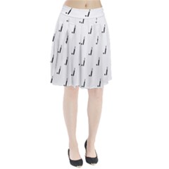 Black And White Cricket Sport Motif Print Pattern Pleated Skirt by dflcprintsclothing