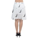 Black And White Cricket Sport Motif Print Pattern Chiffon Wrap Front Skirt View2