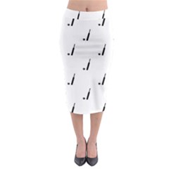 Black And White Cricket Sport Motif Print Pattern Midi Pencil Skirt by dflcprintsclothing