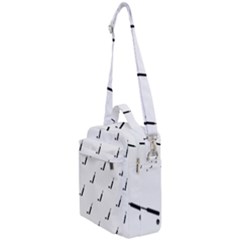 Black And White Cricket Sport Motif Print Pattern Crossbody Day Bag by dflcprintsclothing