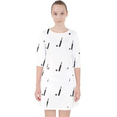 Black And White Cricket Sport Motif Print Pattern Pocket Dress by dflcprintsclothing