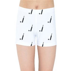 Black And White Cricket Sport Motif Print Pattern Kids  Sports Shorts by dflcprintsclothing