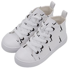 Black And White Cricket Sport Motif Print Pattern Kids  Mid-top Canvas Sneakers by dflcprintsclothing