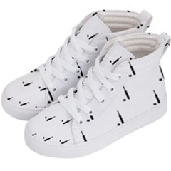 Black And White Cricket Sport Motif Print Pattern Kids  Hi-top Skate Sneakers by dflcprintsclothing