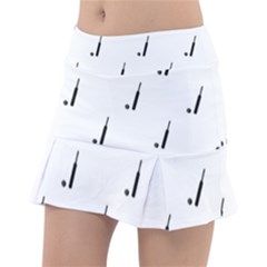 Black And White Cricket Sport Motif Print Pattern Tennis Skorts by dflcprintsclothing