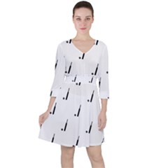 Black And White Cricket Sport Motif Print Pattern Ruffle Dress by dflcprintsclothing