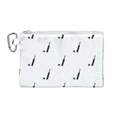 Black And White Cricket Sport Motif Print Pattern Canvas Cosmetic Bag (medium) by dflcprintsclothing