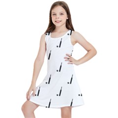 Black And White Cricket Sport Motif Print Pattern Kids  Lightweight Sleeveless Dress