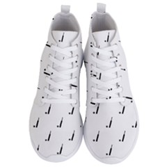 Black And White Cricket Sport Motif Print Pattern Men s Lightweight High Top Sneakers