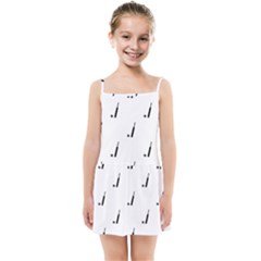 Black And White Cricket Sport Motif Print Pattern Kids  Summer Sun Dress