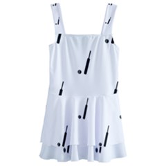 Black And White Cricket Sport Motif Print Pattern Kids  Layered Skirt Swimsuit