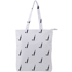 Black And White Cricket Sport Motif Print Pattern Double Zip Up Tote Bag