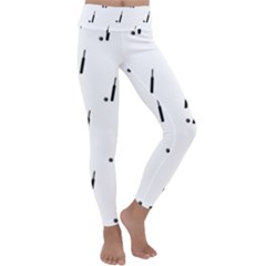 Black And White Cricket Sport Motif Print Pattern Kids  Lightweight Velour Classic Yoga Leggings by dflcprintsclothing