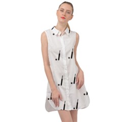 Black And White Cricket Sport Motif Print Pattern Sleeveless Shirt Dress by dflcprintsclothing