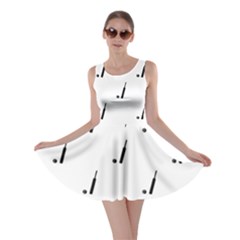 Black And White Cricket Sport Motif Print Pattern Skater Dress by dflcprintsclothing