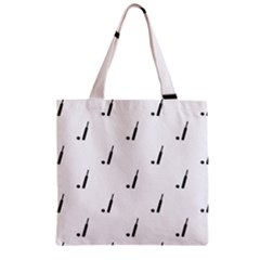 Black And White Cricket Sport Motif Print Pattern Zipper Grocery Tote Bag