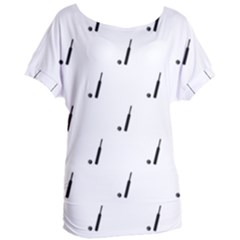 Black And White Cricket Sport Motif Print Pattern Women s Oversized Tee by dflcprintsclothing