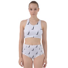 Black And White Cricket Sport Motif Print Pattern Racer Back Bikini Set by dflcprintsclothing