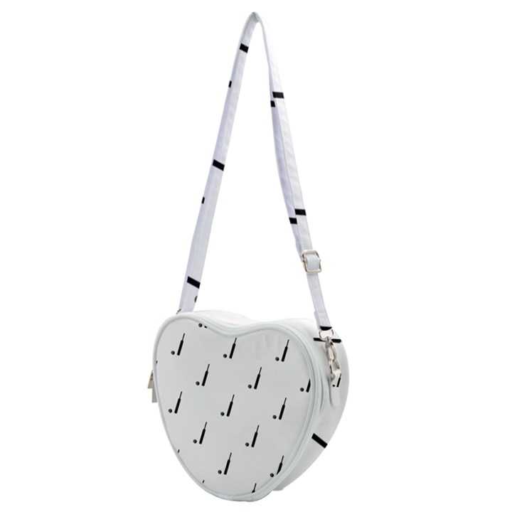 Black And White Cricket Sport Motif Print Pattern Heart Shoulder Bag