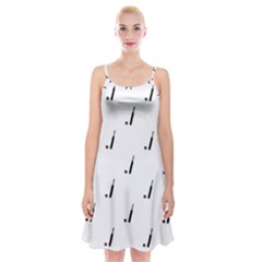 Black And White Cricket Sport Motif Print Pattern Spaghetti Strap Velvet Dress by dflcprintsclothing