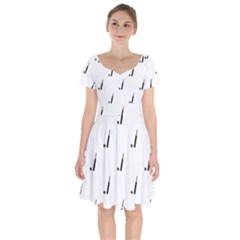 Black And White Cricket Sport Motif Print Pattern Short Sleeve Bardot Dress by dflcprintsclothing