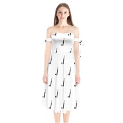 Black And White Cricket Sport Motif Print Pattern Shoulder Tie Bardot Midi Dress