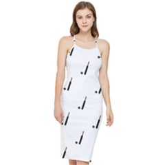 Black And White Cricket Sport Motif Print Pattern Bodycon Cross Back Summer Dress